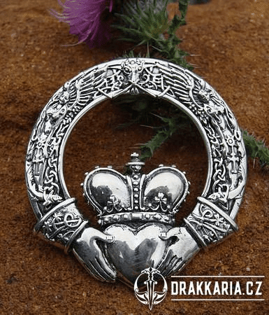 OBROVSKÉ SRDCE CLADDAGH, TALISMAN, AG 925, 19 G