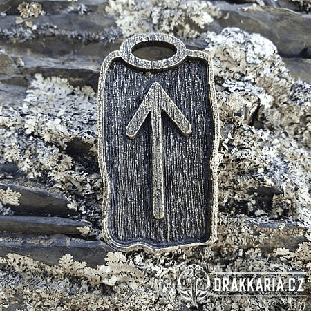 TIWAZ - RUNOVÝ AMULET, ZINEK STAROMOSAZ