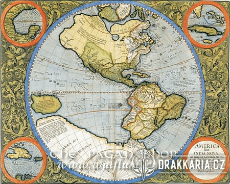 AMERICA, INDIA NOVA 1595, GERARDUS MERCATOR, HISTORICKÁ MAPA, FAKSIMILE