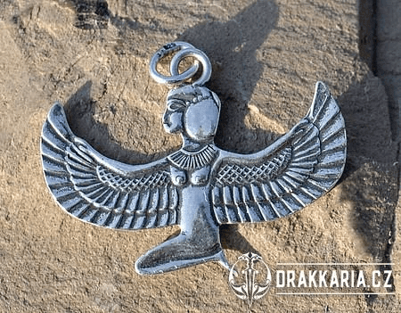 OKŘÍDLENÁ ISIS, EGYPTSKÁ BOHYNĚ - PATRONKA MATEŘSTVÍ, PŘÍRODY A MAGIE, AMULET, AG 925