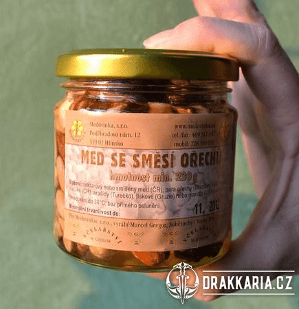 MED SE SMĚSÍ OŘECHŮ, 200 ML, 230 G