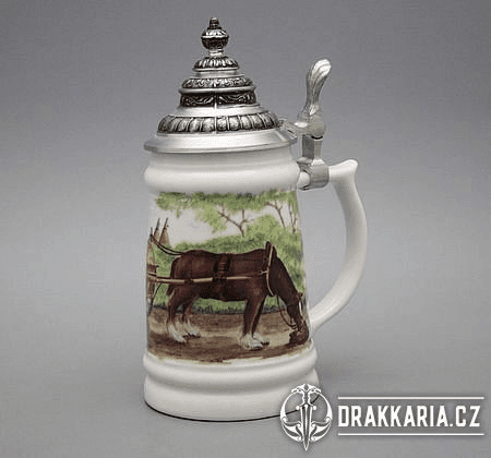 KORBEL S CÍNOVÝM VÍKEM, FARMÁŘ, ČESKÝ PORCELÁN