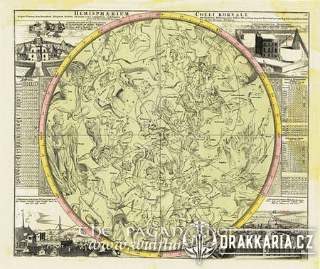 MAPA NOČNÍ OBLOHY, HISTORICKÁ MAPA, FAKSIMILE