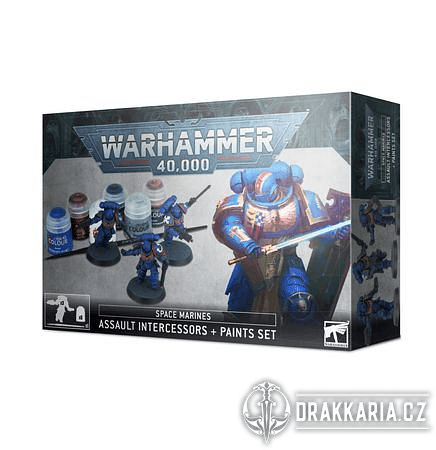 WARHAMMER 40K SPACE MARINES: ASSAULT INTERCESSORS + PAINTS SET