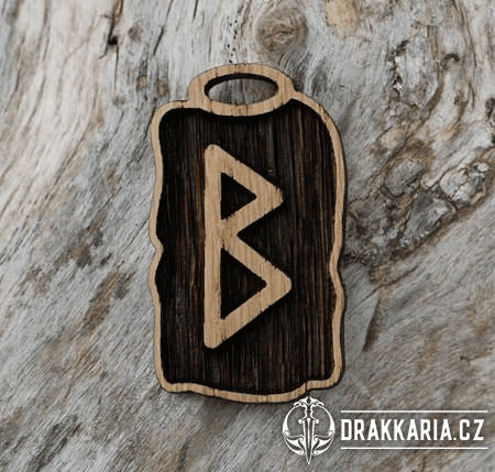 BERKANO - DŘEVĚNÝ AMULET - RUNA