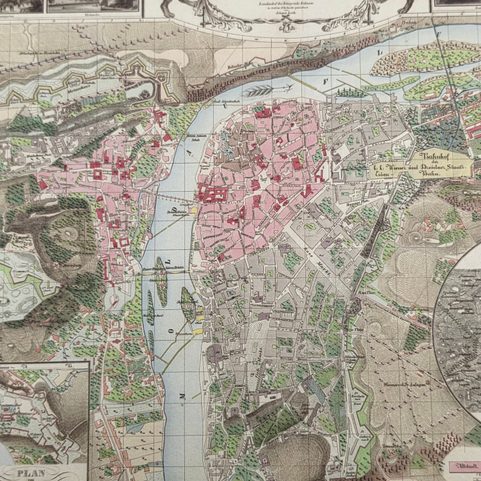 PRAHA, HISTORICKÁ MAPA, RUČNÍ PAPÍR