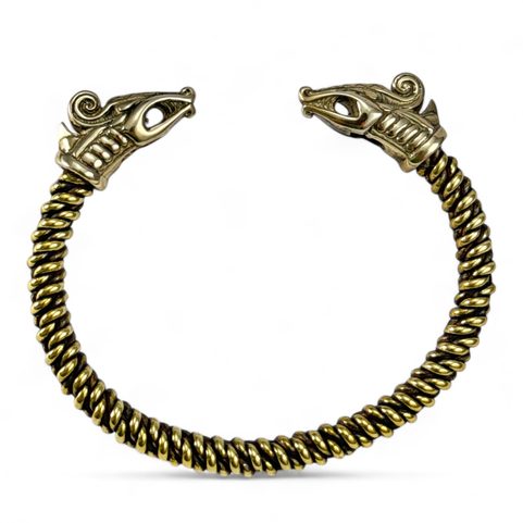 DREKI, VIKINGSKÝ DRAK, NÁRAMEK, MOSAZ - PLETENÝ