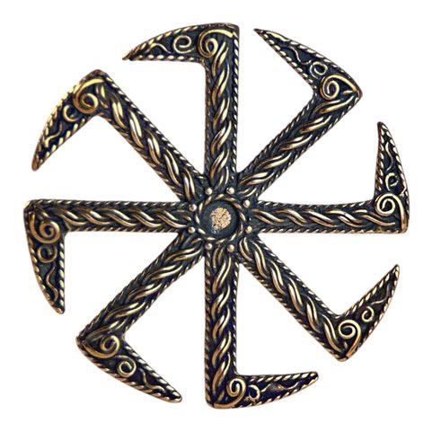 KOLOVRAT, SLOVANSKÝ SYMBOL SLUNCE, PŘÍVĚŠEK, BRONZ