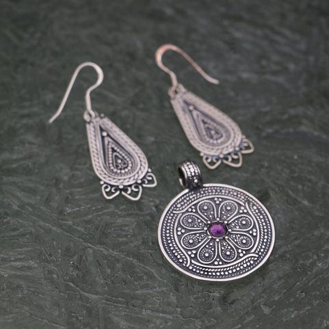 MORAVIA MAGNA - VELKOMORAVSKÁ SADA STŘÍBRNÝCH ŠPERKŮ, AG 925 AMETYST