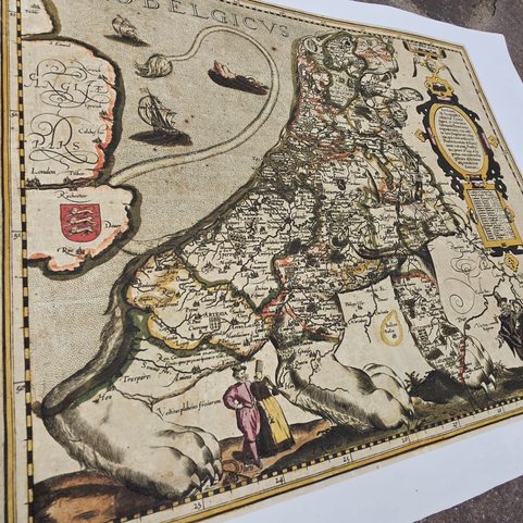 BELGIE, HISTORICKÁ MAPA, RUČNÍ PAPÍR