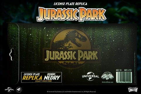 JURSKÝ PARK SPZ JURASSIC PARK REPLICA 1/1 DENNIS NEDRY LICENSE PLATE