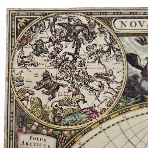 MAPA SVĚTA NOVA TOTIUS TERRARUM ORBIS TABULA, FREDERIK DE WIT, RUČNÍ PAPÍR