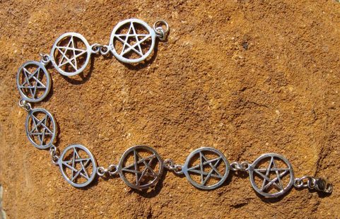 PENTAGRAMY, STŘÍBRNÝ NÁRAMEK, AG 925