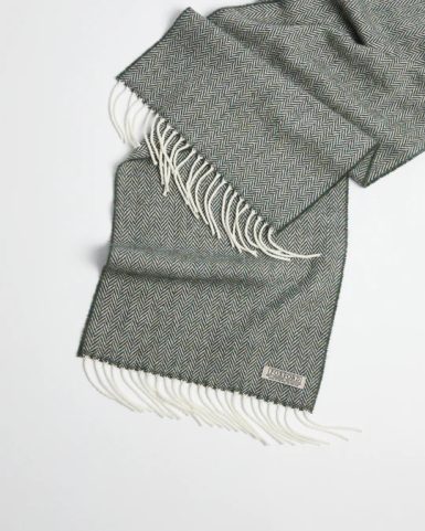 IRISH SCARF, FOXFORD MALLARD HERRINGBONE LAMBSWOOL