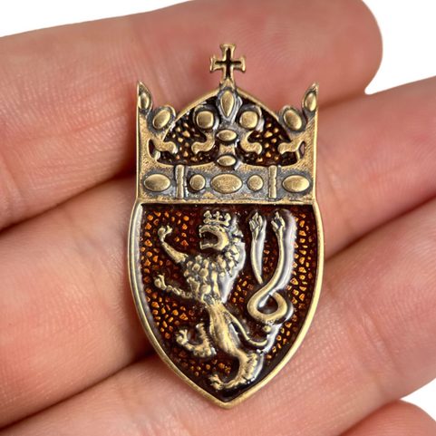 SVATOVÁCLAVSKÁ KORUNA - ČESKÝ LEV, PŘÍVĚSEK, BRONZ, SMALT