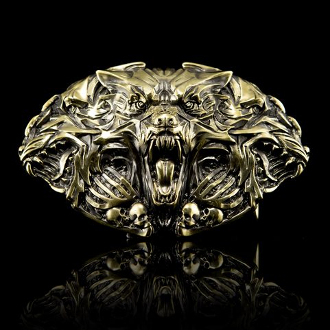 CERBERUS, PŘEZKA NA OPASEK, MOSAZ