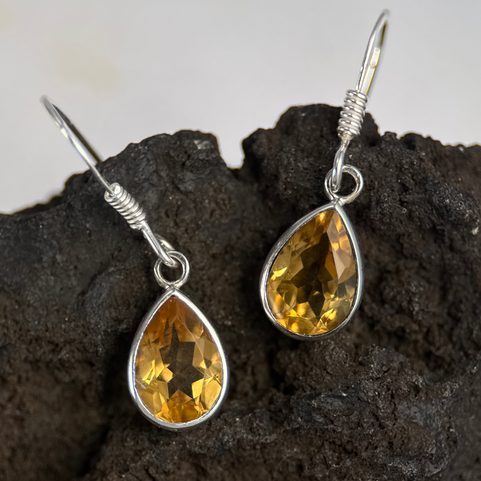 RUTH, STŘÍBRNÉ NÁUŠNICE, CITRÍN, AG 925/1000