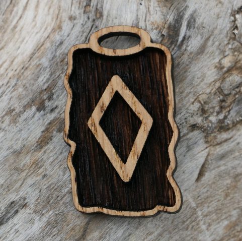 INGWAZ, INGUZ - DŘEVĚNÝ AMULET - RUNA