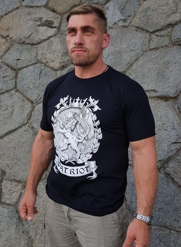 PATRIOT, ČESKÝ LEV, PÁNSKÉ TRIČKO - ČERNOBÍLÉ