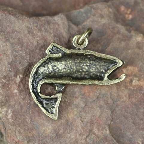 PSTRUH, RYBÁŘSKÝ AMULET, ZINEK, STAROMOSAZ