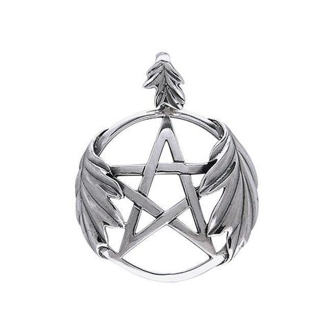 PENTAGRAM V DUBOVÉM LISTÍ, STŘÍBRNÝ PŘÍVĚSEK, AG 925