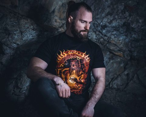 SVAROG NEBESKÝ KOVÁŘ, SLOVANSKÝ BŮH OHNĚ TRIČKO PÁNSKÉ BAREVNÉ