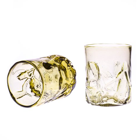 WHISKEY LESNÍ SKLO, DÁRKOVÁ SADA 2 SKLENICE + 6 KOSTEK