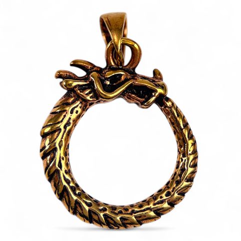JORMUNGANDR, HAD Z MIDGARDU, UROBOROS, BRONZOVÝ AMULET 25MM
