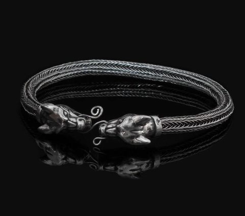FENRIR, VLK, STŘÍBRNÝ NÁRAMEK - VIKING KNIT, AG 925