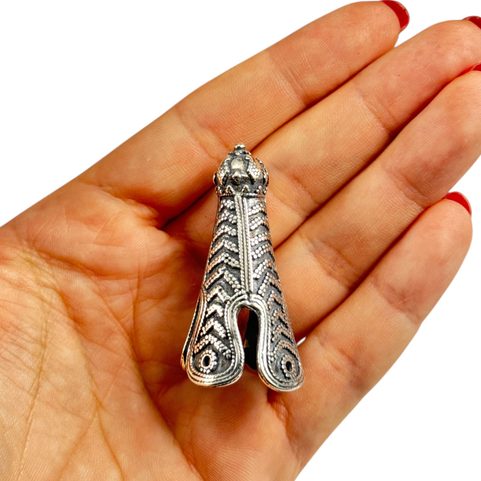 VIKINSKÁ STŘÍBRNÁ KONCOVKA NA ČEPICI, BIRKA, AG 925, 23 G