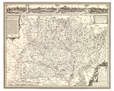 MORAVA, HISTORICKÁ MAPA, RUČNÍ PAPÍR