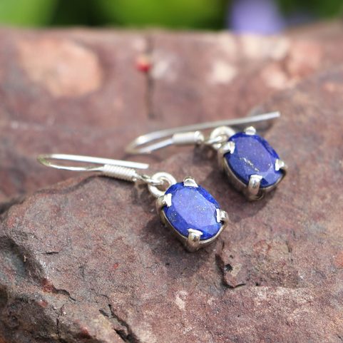 LAPIS LAZULI, STŘÍBRNÝ PŘÍVĚSEK A STŘÍBRNÉ NÁUŠNICE, AG 925