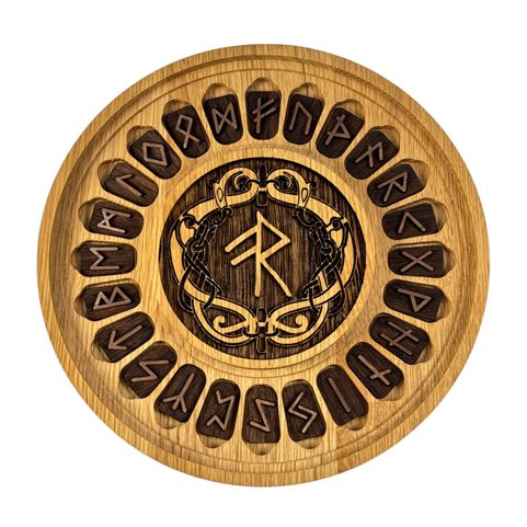 VALKNUT S ORNAMENTY, SADA RUN FUTHARK A DÁRKOVÁ KAZETA 21 CM