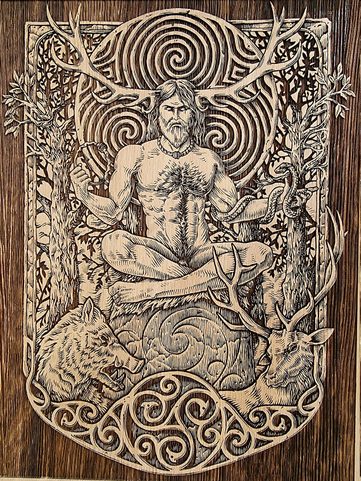 CERNUNNOS NÁSTĚNNÁ DEKORACE, DŘEVO