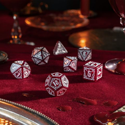 BLOODSUCKER DICE SET: SCARLET, SADA UPÍRSKÝCH RPG HRACÍCH KOSTEK