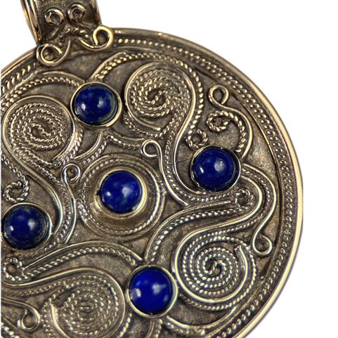 BATTERSEA, LUXUSNÍ BRITSKÝ ŠPERK, BRONZ, LAPIS