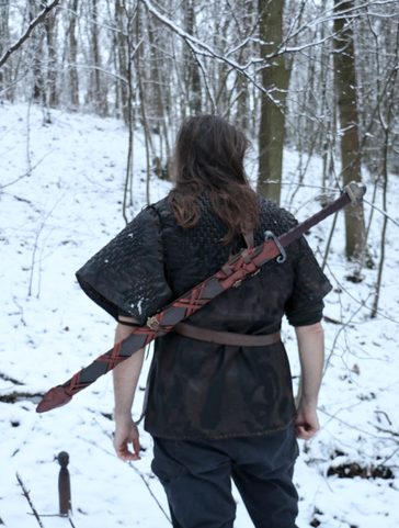 BARBARIAN OBOURUČNÍ OSTRÝ FANTASY MEČ S POCHVOU NA ZÁDA