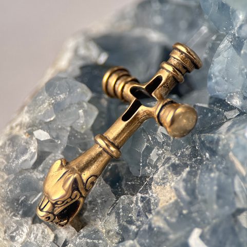 FENRIR, ISLANDSKÝ VLČÍ KŘÍŽ, AMULET, BRONZ