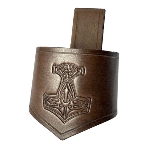 THOROVO KLADIVO, KOŽENÝ DRŽÁK NA ROH, HNĚDÝ