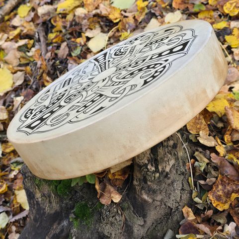 ŠAMANSKÝ BUBEN, 40 CM - VIKINGSKÝ TRISKELION