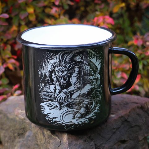 KRAMPUS PLECHÁČEK, SMALTOVANÝ HRNEK