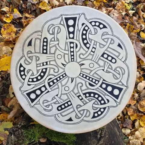 ŠAMANSKÝ BUBEN, 40 CM - VIKINGSKÝ TRISKELION