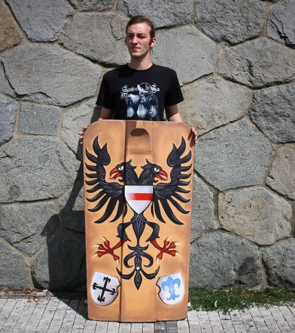 PAVÉZA, RUČNĚ MALOVANÝ DŘEVĚNÝ ŠTÍT ORLICE