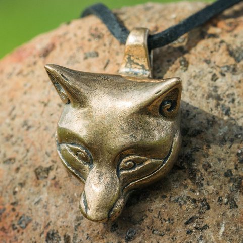 LIŠKA, LIŠČÍ HLAVA, PŘÍVĚŠEK, BRONZ