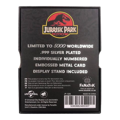 JURASSIC PARK SBĚRATELSKÝ INGOT ENTRANCE GATES POSTŘÍBŘENÝ SLITEK