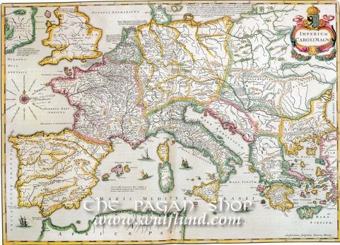 IMPERIUM CAROLI MAGNI, 1639, HISTORICKÁ MAPA, FAKSIMILE