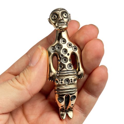 KELTSKÁ BRONZOVÁ SPONA, FIBULA, POSTAVA, REPLIKA