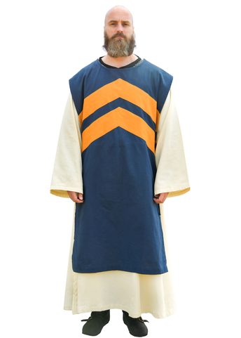 STŘEDOVĚKÝ TABARD S PRUHY, MODRO-ŽLUTÝ