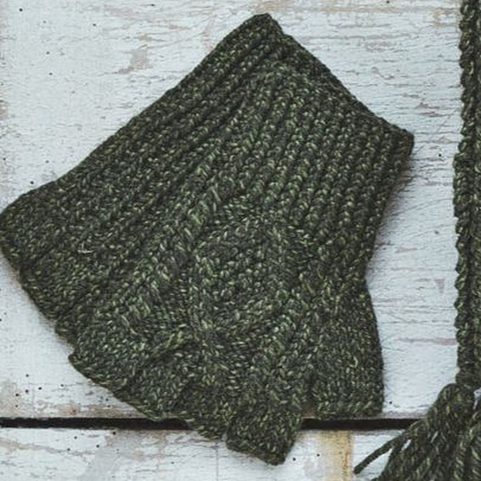 IRSKÁ VLNĚNÉ RUKAVICE ARAN FINGERLESS GLOVES, ZELENÉ