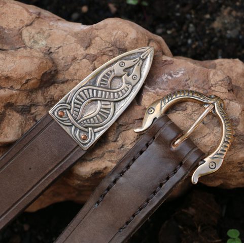 BORRE BESTIE, KOŽENÝ OPASEK VIKING - BRONZ